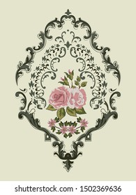 Vector frame art with flower