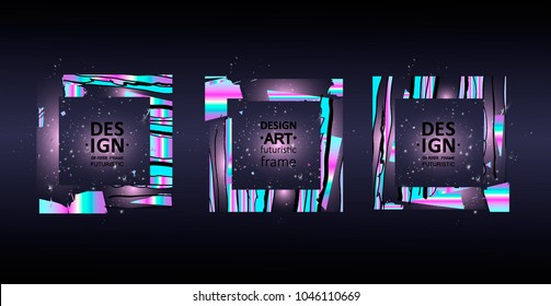 Gráficos de arte de marco vectorial para hipsters . marco dinámico, formas geométricas de plástico estilizadas formas geométricas fondo negro . para diseñar tarjetas de visita, invitaciones, tarjetas de regalo, folletos de volantes.