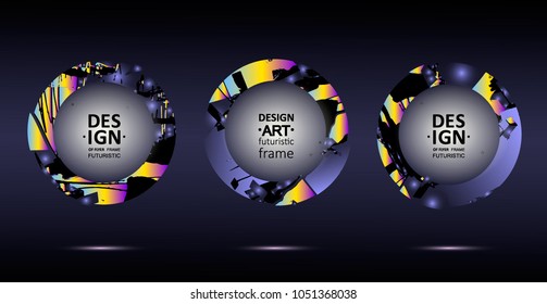 Vector frame Art graphics for hipsters . dynamic frame stylish plastic liquid geometric shapes  on background . element for design business cards, invitations, gift cards, flyers brochures.