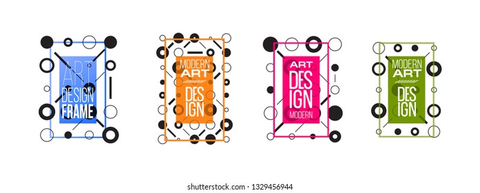 Vector frame Art graphics for hipsters . dynamic frame stylish geometric black background . element for design business cards, invitations, gift cards, flyers brochures.
