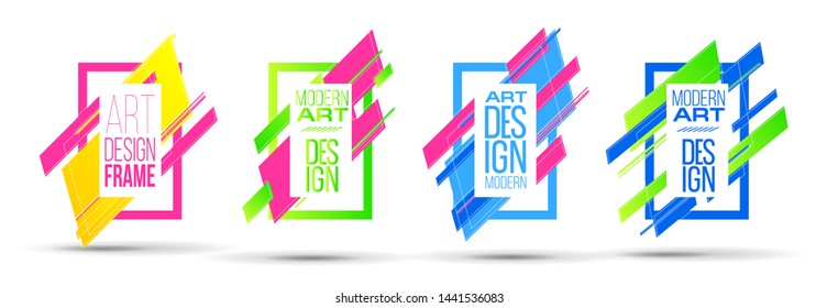 Vector frame Art graphics for hipsters . dynamic frame stylish geometric black background . element for design business cards, invitations, gift cards, flyers brochures.