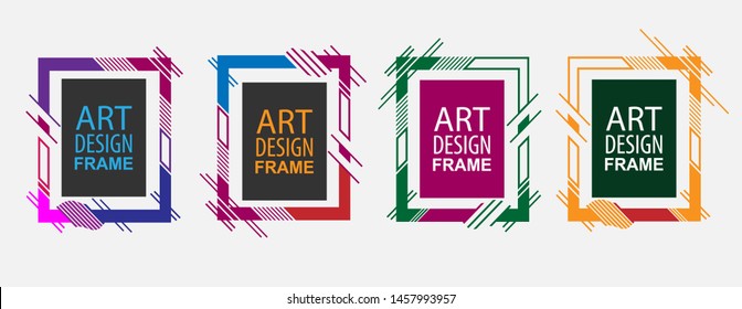 Vector frame Art graphics for hipsters . dynamic frame stylish geometric black background . element for design business cards, invitations, gift cards, flyers brochures.