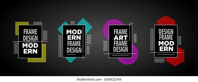 Vector frame Art graphics for hipsters . dynamic frame stylish geometric black background . element for design business cards, invitations, gift cards, flyers brochures
