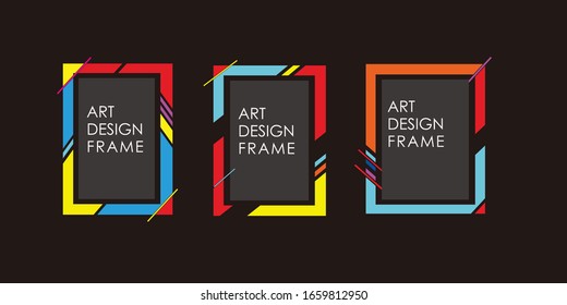Vector frame Art graphics for hipsters . dynamic frame stylish geometric black background . element for design business cards, invitations, gift cards, flyers brochures.