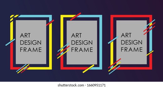 Vector frame Art graphics for hipsters . dynamic frame stylish geometric black background . element for design business cards, invitations, gift cards, flyers brochures.