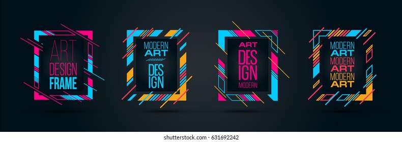 Vector frame Art graphics for hipsters . dynamic frame stylish geometric black background . element for design business cards, invitations, gift cards, flyers brochures. ALSO HAVE VIDEO GRAPHICS