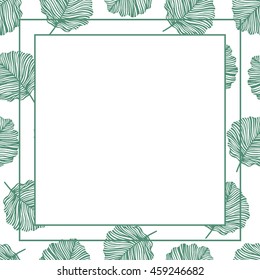 Vector frame with aspen leaves. Invitation with floral background.
