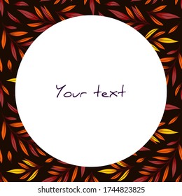 Vector frame with autumn branches on black background; for greeting cards, invitations, posters, banners, web design.