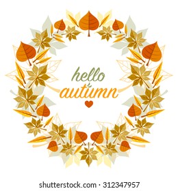 Vector frame with autumn leaf wreath