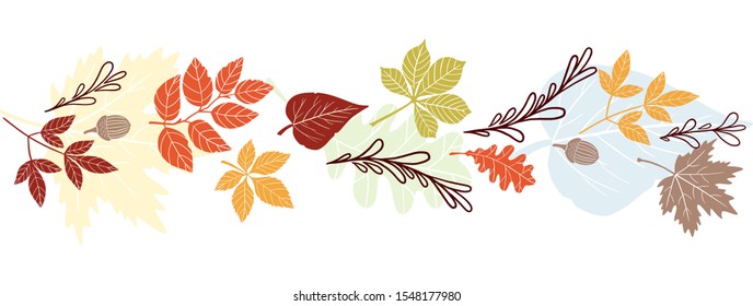 Vector frame of autumn leaves. Decorative element for website design, poster, flyer, print. Natural details, tree components, autumn mood.