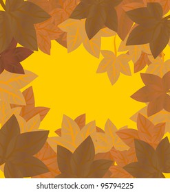 vector frame with autumn leaves red orange yellow