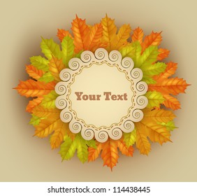 vector frame with autumn maple leaves