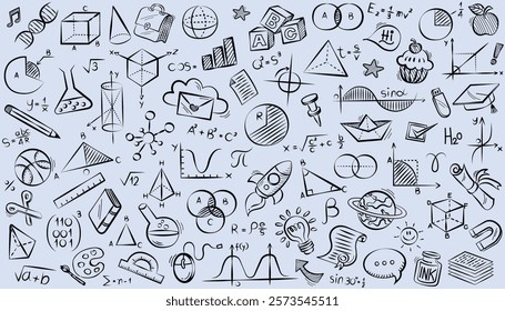 Vector frame back to school with education doodle icon symbols on white background. frame back to school. Doodle of foreign language education course for home online training study. EPS10.