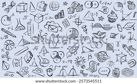Vector frame back to school with education doodle icon symbols on white background. frame back to school. Doodle of foreign language education course for home online training study. EPS10.