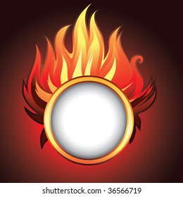 Vector frame background with fire