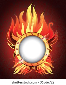 Vector frame background with fire