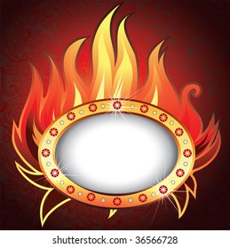 Vector frame background with fire