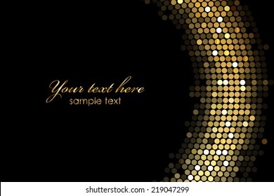 Vector frame background with gold lights