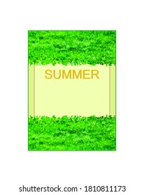 vector frame background on the theme of nature, summer in green grass and ecology colors