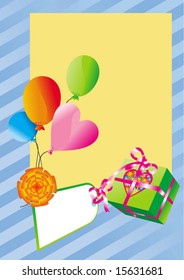 vector frame with balloons and present box