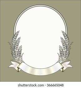 Vector frame barley rice  logo icon vector  vintage border frame engraving with retro ornament pattern in antique rococo style decorative design