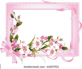 vector frame with beautiful flowers