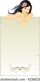 Vector frame with a beautiful girl