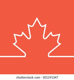 A vector frame being divided by a thick white line that rises to become a maple leaf. This symbol represents the country of Canada.