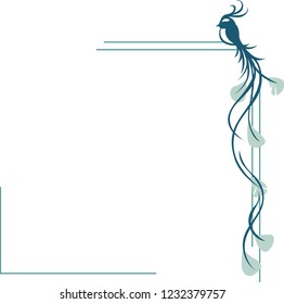 vector frame with a bird in the corner on a light background