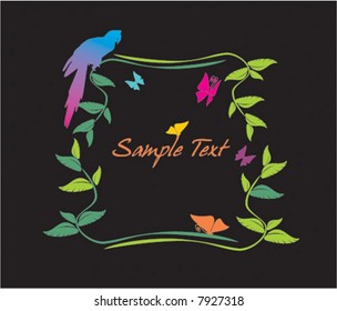 vector frame with birds and butterflies