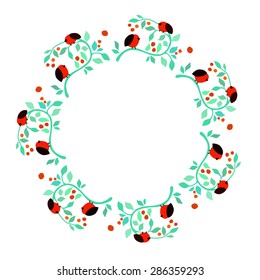 Vector frame with birds on a branch for your design