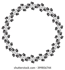 Vector frame with black decorative flowers