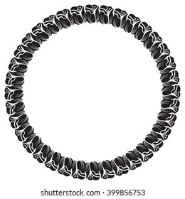 Vector frame with black decorative flowers