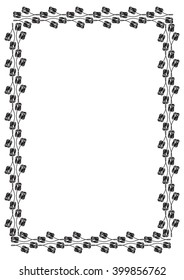 Vector frame with black decorative flowers