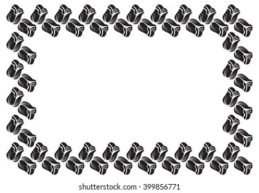 Vector frame with black decorative flowers