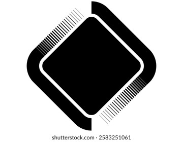 Vector frame. Black on a white background. Striped pattern with space for text. Button. Square design element. Vector background for advertising, printing, covers.