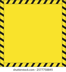 Vector Frame with black yellow Caution Tape and Blank background. Attention Frame template design. Warning banner with copy space. Vector illustration for danger situation, hazard. EPS 10