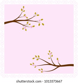 Vector frame with blossoming tree branches for greeting, invitation, wedding cards design.