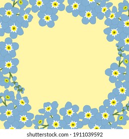 Marco vectorial con flores azules.