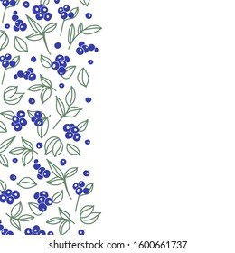 Vector frame with blueberries. Spring illustration with place for text. Isoleted element for wedding design, postcard, invitation, greeting card