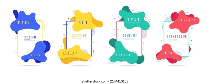 Vector frame border design liquid shape colorful template banner. Background layout for Presentation, Brochure, Flyer, Leaflets.
