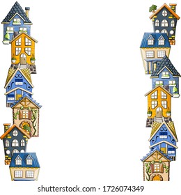 Vector Frame Border Houses Streets Stock Vector (Royalty Free ...