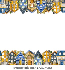 Vector frame or border with houses and streets
