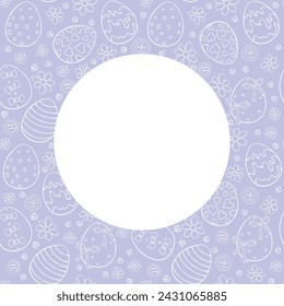 Vektor-Rahmen, Rand von Umriss ornamentale Ostereier, Blumen. Einfacher Frühlingsurlaub Hintergrund, Dekoration im Doodle-Stil