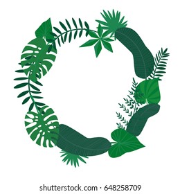 a vector frame or border with tropical leaves; blank to place any text or logo; great for cards or posters