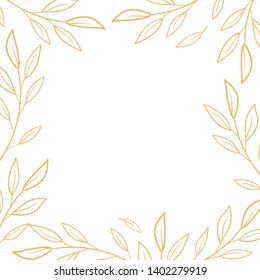 Vector frame botanic. Wildflowers, herbs, leaf. collection garden and wild foliage, summer flowers, branches. illustration isolated on white background. Hand draw.