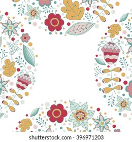 Vector frame with bright beautiful flowers
