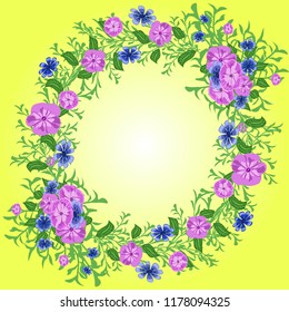 vector frame with bright flowers, scarf print