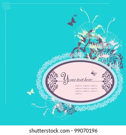 vector frame with  butterfly and flowers