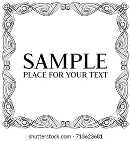 Vector frame. Calligraphic design elements